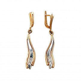 Серьги из золота в красном с белым цвете с цирконом 01-200050878