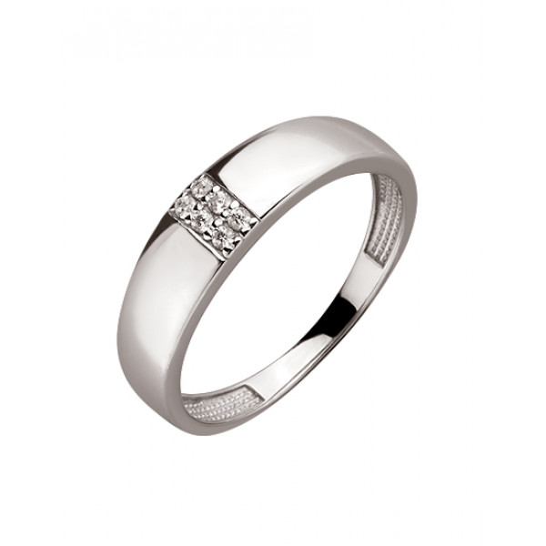 Золотое кольцо белого цвета с цирконом