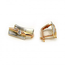 Сережки з золота у червоному з білим кольорі з цирконом 01-200149578