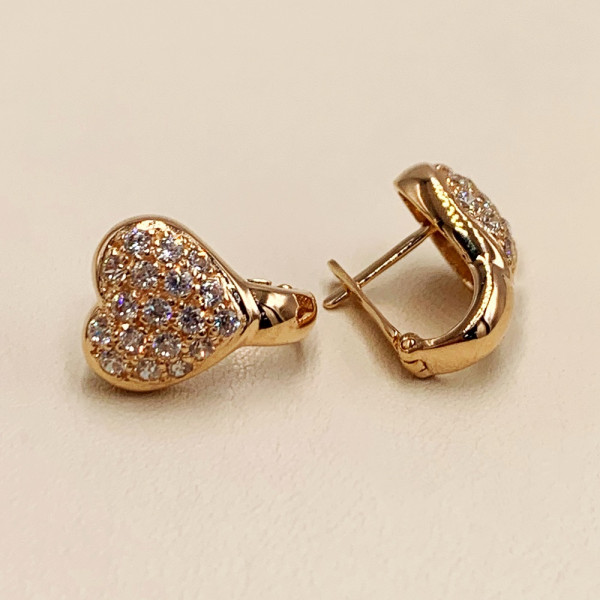 Серьги из золота с цирконом «Сердце»
