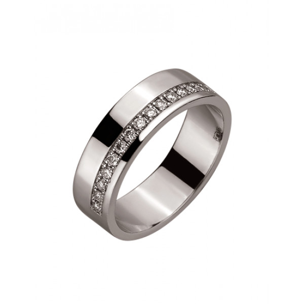 Золотое кольцо в белом цвете с белыми бриллиантами