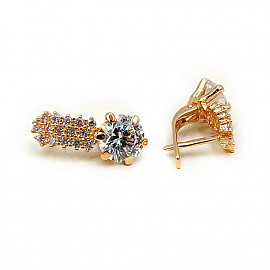 Золоті сережки у червоному кольорі з цирконом 01-200819978