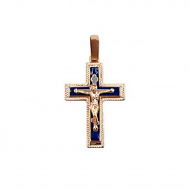 Крестик из золота в красном цвете с эмалью 01-200825078