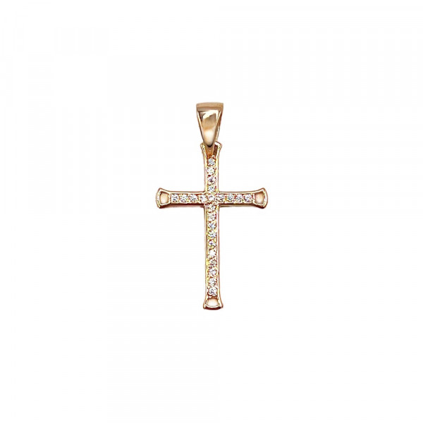 Хрестик з золота червоного кольору з цирконом