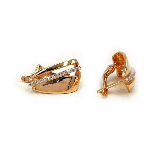 Золоті сережки червоного кольору з цирконом