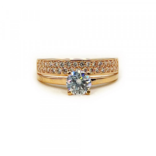 Каблучка з золота у червоному кольорі з цирконом