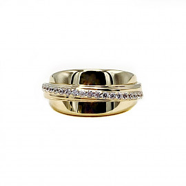 Золотое кольцо желтого с белым цвета с цирконом 01-19100179