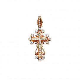 Хрестик з золота у червоному кольорі з цирконом 01-200140779