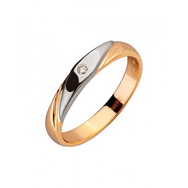 Обручальное кольцо из золота с белым бриллиантом 01-200152579