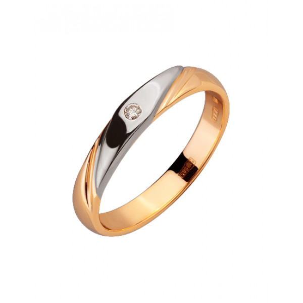 Обручальное кольцо из золота с белым бриллиантом