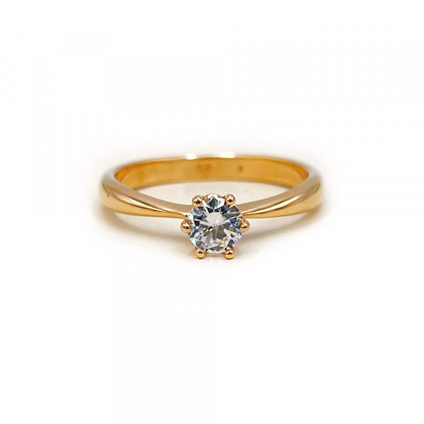 Кольцо из красного золота с цирконом