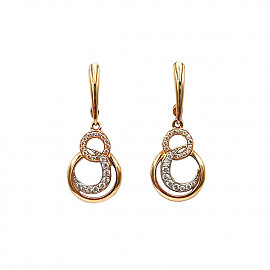Серьги из красного с белым золота с цирконом 01-200299279