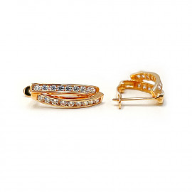 Серьги из красного золота с цирконом 01-200346879