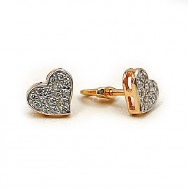 Серьги из золота с цирконом «Сердце» 01-200599879
