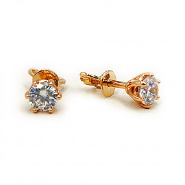 Серьги из золота в красном цвете с цирконом 01-200632179