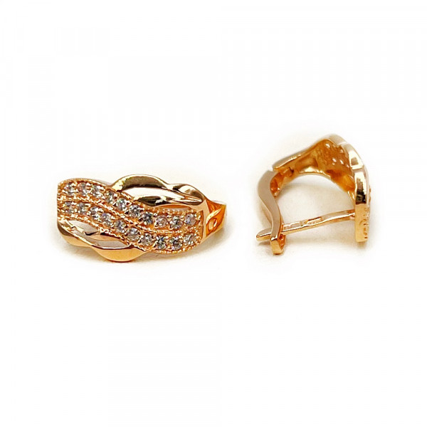 Золоті сережки червоного кольору з цирконом