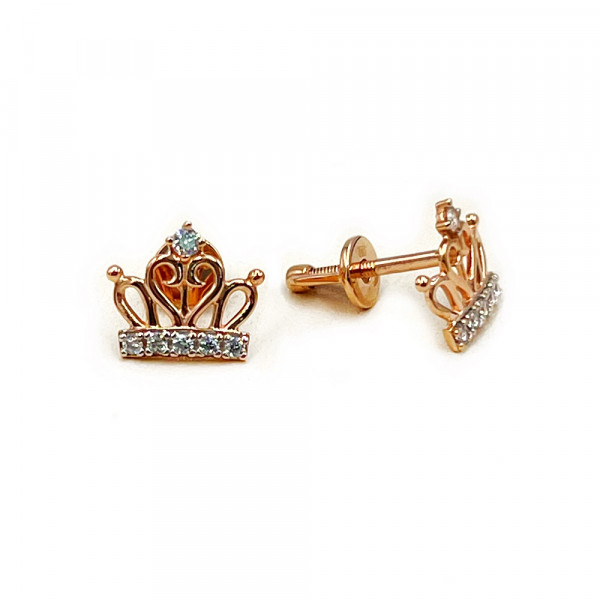 Серьги из золота красного цвета с цирконом