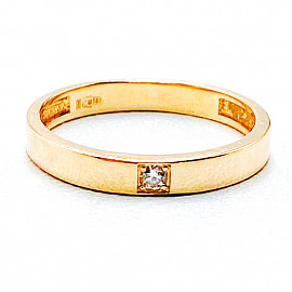 Обручка з золота у червоному кольорі з білим діамантом 01-200805779