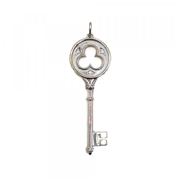 Кулон з білого золота з білими діамантами «Ключ»