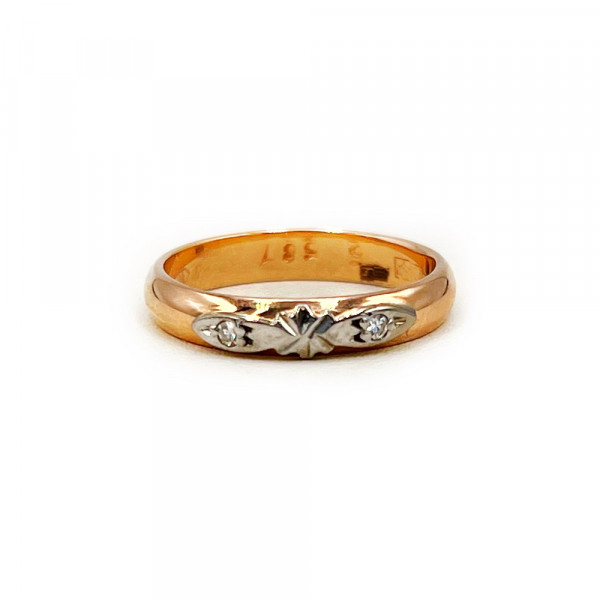 Каблучка з червоного з білим золота з жовтими діамантами