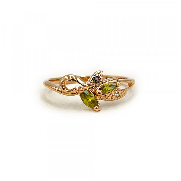 Каблучка з золота у червоному кольорі з цирконом