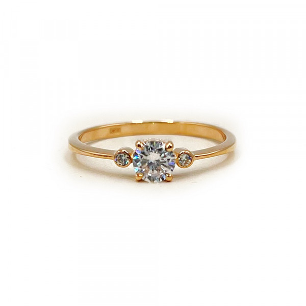 Каблучка з золота червоного кольору з цирконом