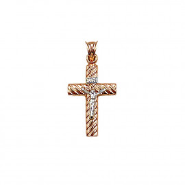 Хрестик з золота червоного з білим кольору 01-200916079