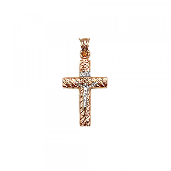 Хрестик з золота червоного з білим кольору