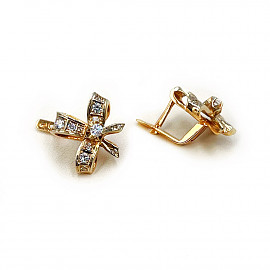 Сережки з червоного з білим золота з цирконом 01-200214880