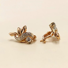Золотые серьги с цирконом 01-200289580