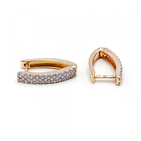 Золотые серьги в красном с белым цвете с цирконом