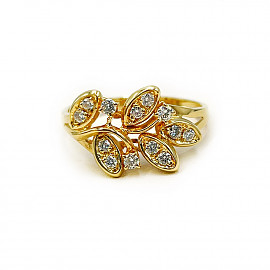 Золотое кольцо желтого цвета с белыми бриллиантами 01-200768480