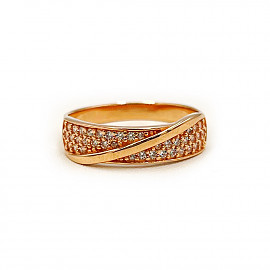 Золота каблучка у червоному кольорі з цирконом 01-200786280