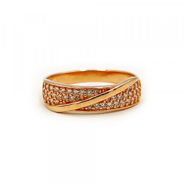 Золота каблучка у червоному кольорі з цирконом