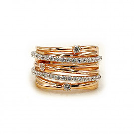 Золота каблучка червоного кольору з цирконом 01-200794380