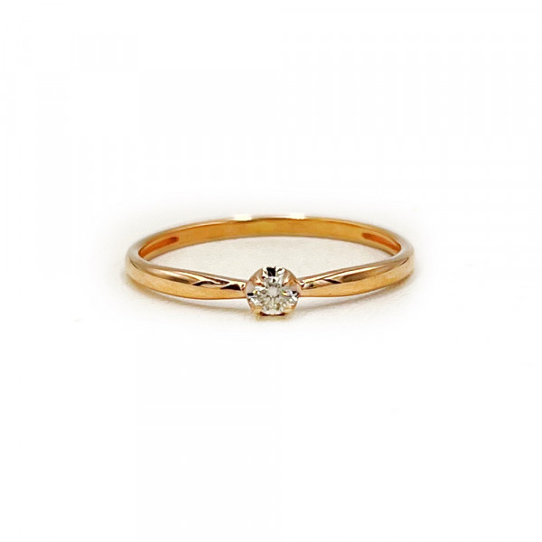 Каблучка з золота у червоному кольорі з жовтим діамантом