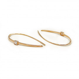 Золоті сережки червоного кольору з цирконом 01-200804880