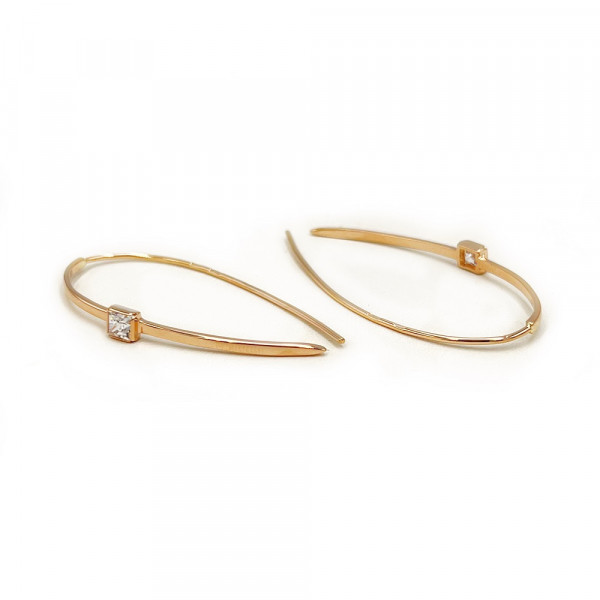 Золоті сережки червоного кольору з цирконом