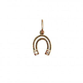 Золотий кулон у червоному кольорі з цирконом «Підкова» 01-200841580