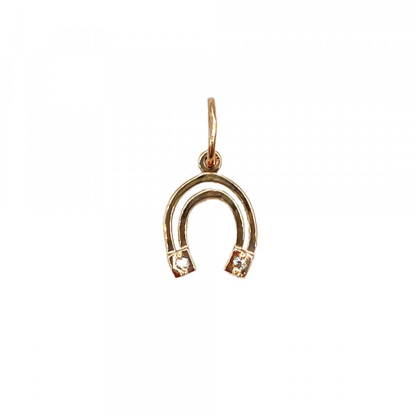 Золотий кулон у червоному кольорі з цирконом «Підкова»