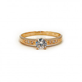 Каблучка з золота у червоному кольорі з цирконом 01-200865580