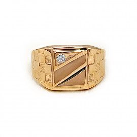 Перстень з золота червоного кольору з цирконом 01-200879980