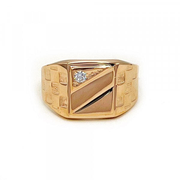 Перстень з золота червоного кольору з цирконом