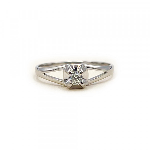 Каблучка з золота білого кольору з жовтим діамантом