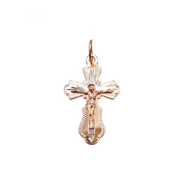 Хрестик з червоного з білим золота