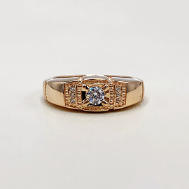 Перстень з золота червоного кольору з цирконом 01-19338281