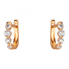 Золоті сережки у червоному кольорі з цирконом 01-200080281