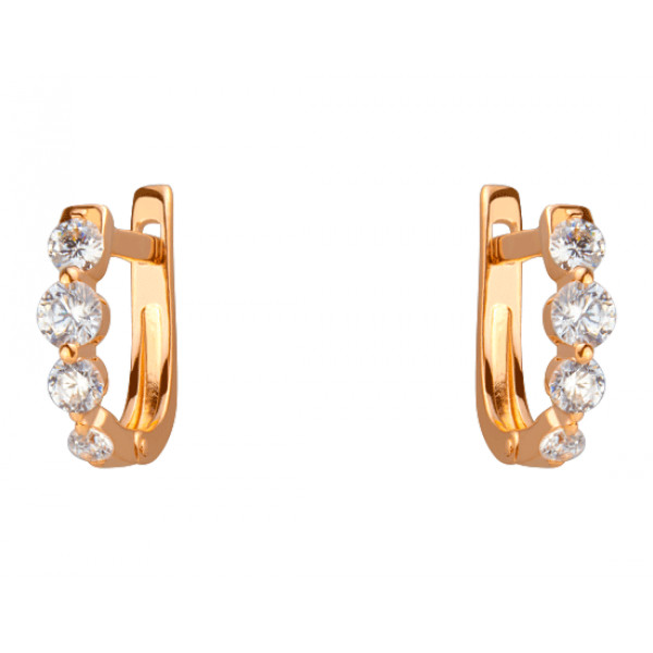Золоті сережки у червоному кольорі з цирконом