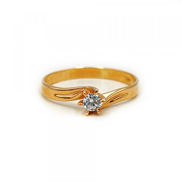 Золота каблучка у червоному кольорі з цирконом