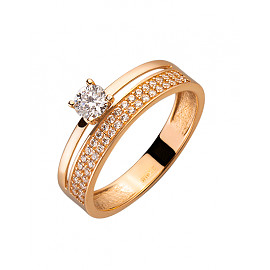 Кольцо из красного золота с цирконом 01-200202581